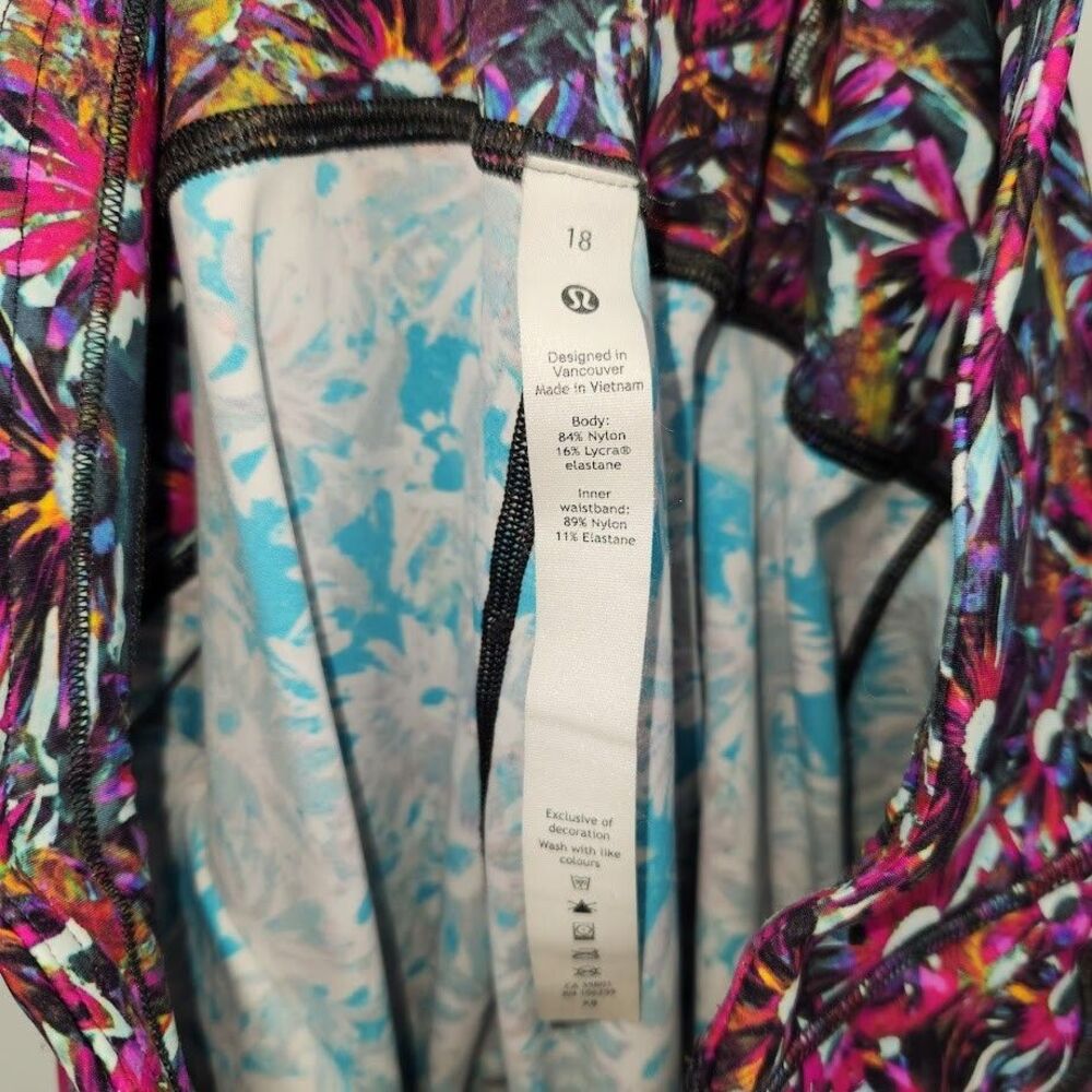 Lululemon Base Pace High-Rise Running Leggings 25" Floral Electric Multi Size 18 - Picture 3 of 3